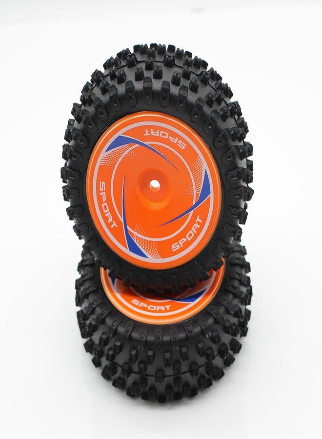 KingVal Replacement Front Wheel Tire RC Spare Parts Compatible with WLtoys 124010 RC Car (Orange) - Image 3